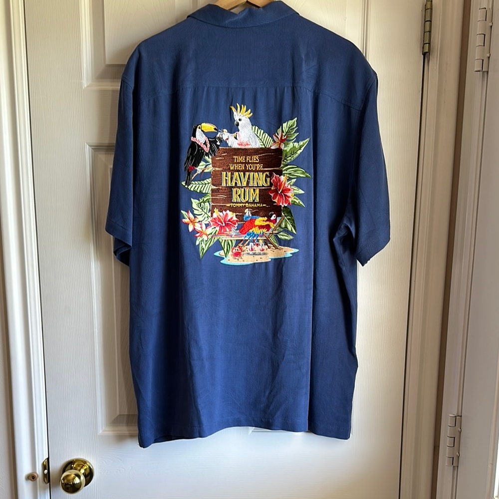 Tommy Bahama Men's XL Embroidered Shirt. TIME FLIES WHEN YOU’RE HAVING RUM